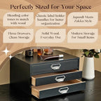 Stackable Modular Desktop Drawer Organizer, Solid Wood 3-Drawer Storage Unit with Label Pull Handles, Matte Black Japandi Style, Expandable by Adding More Units for Clutter-Free Spaces - Image 4