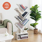 Yoobure Tree Bookshelf, 6 Tier Small Book Shelf Retro Floor Standing Bookcase, Wood Book Storage Organizer Rack, Tall Narrow Bookshelves for Corner/Bedroom/Living Room/Home Office, White - Image 2
