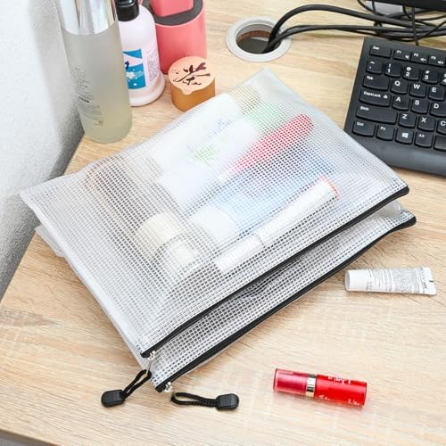 20pcs Mesh Zipper Pouch Bags, Multipurpose Waterproof Organization Storage Bag for Office School Home Travel (B5 Size 11.4''x8.2'', White and Black) - Image 6