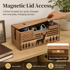 Acacia Wood Cable Management Box,Cord Hider & Organizer for Power Strip - Image 4