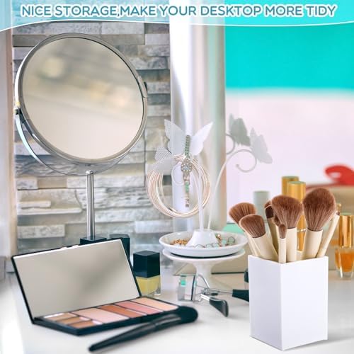 Crtiin 20 Pcs Acrylic Pen Holder Pencil Cup Desk Organizer, White - Image 4