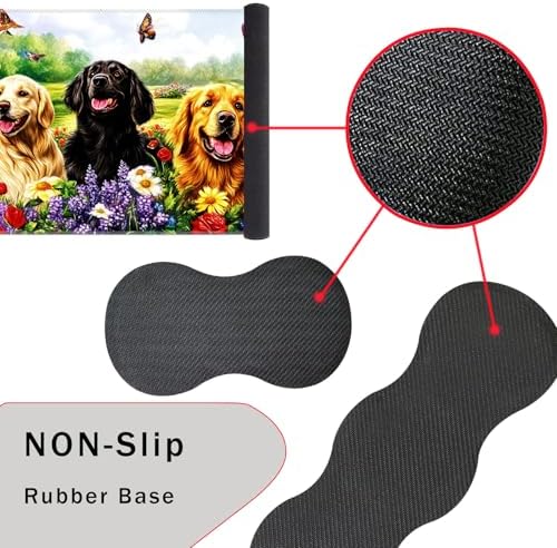 Keyboard Wrist Rest and Mouse Pad with Wrist Support Set Ergonomic Coaster,Memory Foam,Easy Typing Pain Relief,Large XL Desk Mat 31.5"x 11.8",Dog with Butterflies and Flowers - Image 3