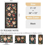 DUKINO 3x6 Runner Rug, Non Slip Floral Washable Rug for Kitchen, Black - Image 2