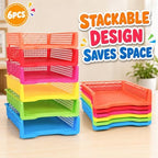 ZZYFGH 6 Pack Turn in Trays Classroom, Colorful Turn in Trays for Teachers, Plastic Classroom Paper Organizers, Stackable Tray for Classroom, Library, Drawers, Office Desk (13.4 * 9.5 * 2.7in) - Image 3