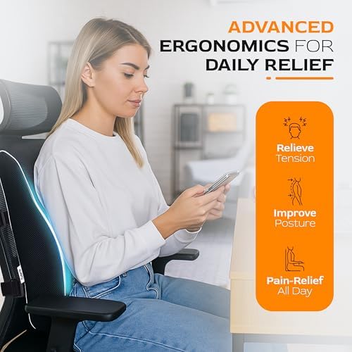 TULARIS Extra Dense Lumbar Support Pillow with Double Adjustable Straps - Ergonomic Memory Foam Cushion for Office Chair, Car, Couch - Firm Back Support for Lower Back & Spine Pain Relief - Image 4