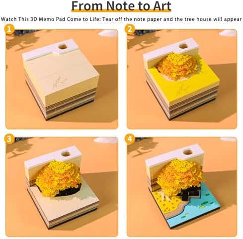 3D Memo Pad Paper Carving Art 3D Sticky Notes Convenience Post Notes Marriage Tree Kawaii Notepad with Light Pen Holder DIY Creative Gifts - Image 5