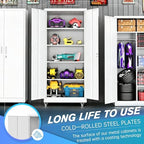 Superday Garage Storage Cabinet with Wheels，73" H Metal Storage Cabinet with Doors and Adjustable Shelves, Lockable Steel Utility Tool Cabinets for Garage, Home Office, Kitchen(White) - Image 5