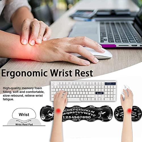 Gaming Mouse Pad & Keyboard Wrist Rest,Large Extended Mouse Pad 31.5X 11.8,Ergonomic Memory Foam Wrist Rest Support+Desk Mat Protector,for Office/Home Writing Pad,Ouija Board Pattern Black Mousepad - Image 4