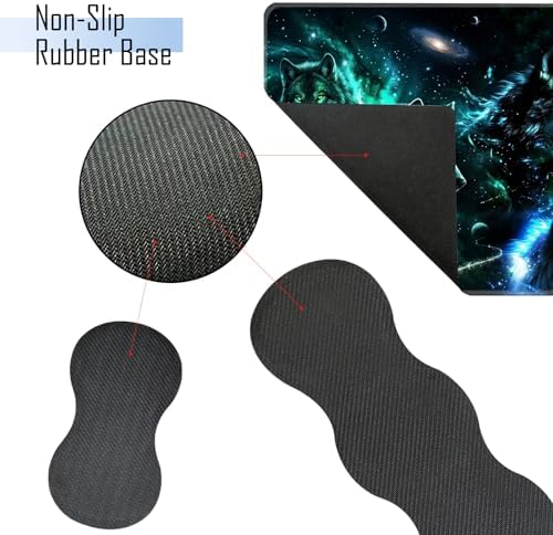 TGFEWYTJYJ Extended Gaming Mouse Pad,Memory Foam Ergonomic Keyboard Mouse Wrist Rest Support Set,Large Desk Mat with Stitched Edges,Non-Slip Base Mousepad Home Office,Galaxy Wolf - Image 3