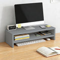Solid Wood Monitor Stand Riser & Laptop Stand Desk Organizer - Office Accessories for PC Workspace, Computer Organization, Countertop Hutch Light Grey 19.7x7.9x5.2in by Unknown