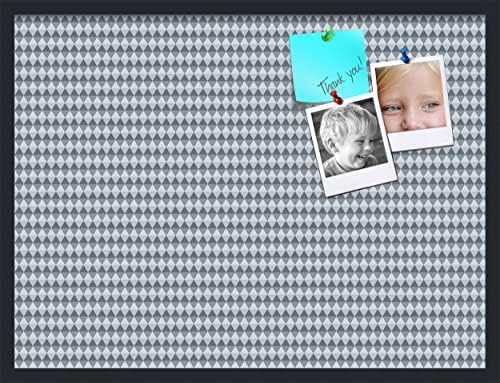 PinPix 32x24 inch Cork Bulletin Board. This Decorative Framed Pin Board Comes with Diamond Pattern in Grey and Blue Design and Satin Black. Ideal for Home, Office Decor or School (PinPix-227) by PinPixBulletinBoards