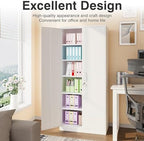SISESOL White Metal Storage Cabinet with 2 Doors and 6 Shelves,71" Tall Metal Cabinet with Lock,Lockable Garage Storage Cabinets,Locking File Cabinet,Steel Tool Cabinets for Home,Office,Garage,Shop - Image 4