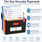 5 Pack Accordion File Organizer, 13-Pocket Expanding File Folders, Letter/A4 Document Holder with Flip Cover, Lanyard Closure, Labels for Bills, Receipts, Taxes, Office, School, Black - Image 7