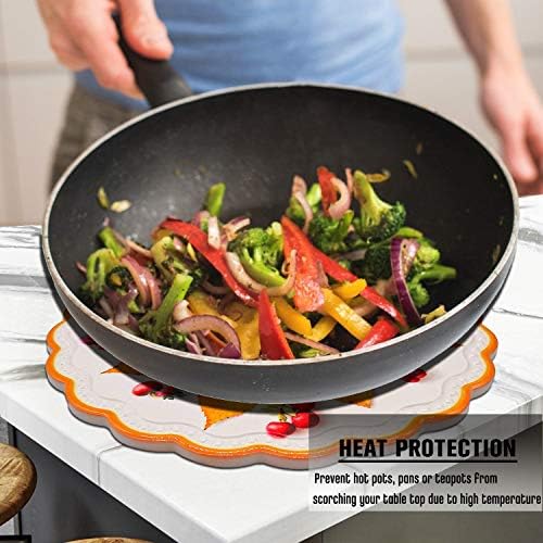 Ceramic Stone Trivet for Hot Pots Cork Base Heat Resistant Set of 4 - Image 6