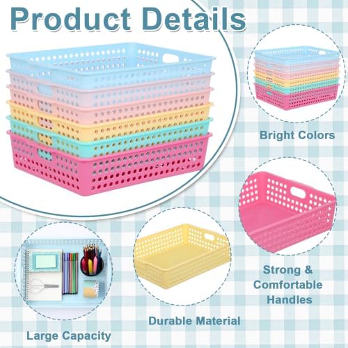 12 Pack Turn‑In Paper Trays for Classroom, Pastel - Image 3