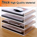 HeZone Paper Organizer, 2 Tier Stackable A4 Size Acrylic Letter Tray, Office/Home/School Organization - Clear - Image 7
