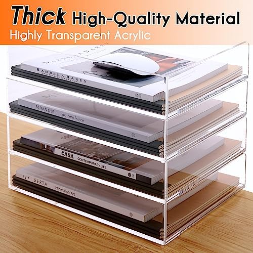 HeZone Paper Organizer, 2 Tier Stackable A4 Size Acrylic Letter Tray, Office/Home/School Organization - Clear - Image 7