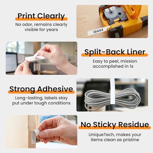 6X Replace for DYMO Rhino Permanent Vinyl Industrial Label Tape 1/2'' White - Image 4