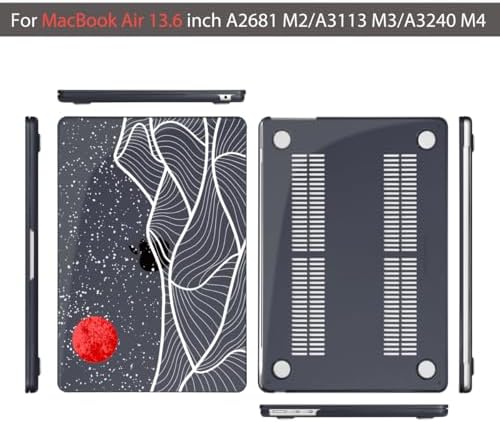 Teryeefi for M3 M2 M4 MacBook Air 13 inch Case 2025 2024 2023 2022 Release A3240 A3113 A2681 Model,Hard Shell Case for MacBook Air 13.6 inch + Keyboard Cover + Type C Adapter, Abstract Mountain-100 - Image 7