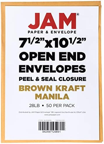 JAM PAPER 7 1/2 x 10 1/2 Open End Catalog Envelopes with Peel and Seal Closure - Brown Kraft Manila - 50/Pack (Pack of 4) - Image 6
