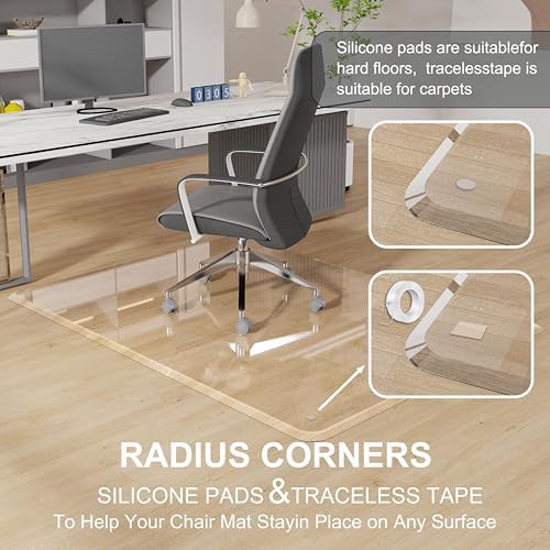 MESAILUP Beveled Edge Office Chair Mat for Carpet or Hardwood Floor 36" x 48" Clear Chair Mats for a Smooth Glide and Easy Roll On/Off, Heavy Duty and Non-Slip Pad Floor Ultimate Desk Chair Mat - Image 4