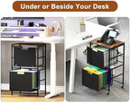EasyPAG Rolling Storage Cart with 2 Drawers, Under Desk File Cabinet on Lockable Wheels, Movable Letter Size Hanging File Folder Organizer with Wooden Printer Stand for Home Office, Black - Image 4