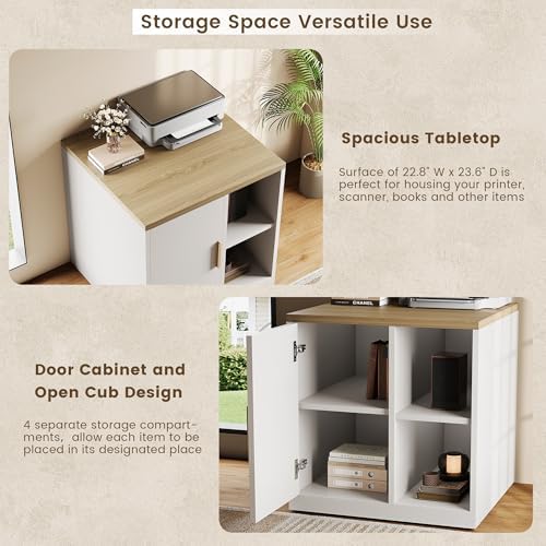 ModernMate Printer Stand with Door, Open Adjustable Shelves - Image 2