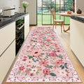DUKINO 3x10 Runner Rug, Floral Washable Kitchen Runner Rug Non Slip, Pink by DUKINO