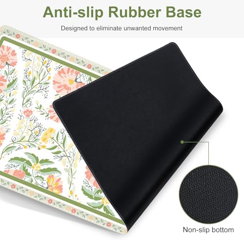 Desk Mat, 4in1 Large Mouse Pad with Wrist Rest, Cute Desk Matt for Desktop, Deskpad Mat, Anti-Slip XXL Computer Ergonomic Mousepad with Wrist Support for Keyboard and Mouse I Elegant Daisy Florals - Image 7