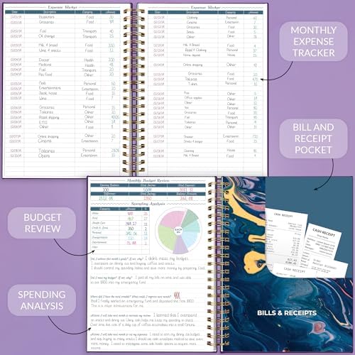 GoGirl Budget Planner & Monthly Bill Organizer with Pockets, Purple - Image 4