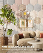 Hexagon Large Cork Bulletin Board Tiles, Peel and Stick Felt Wall Panels for Vision, Message Center, Picture and Prayer Board for Office, Dorm, Room and Desk Decor(Oatmeal) - Image 6