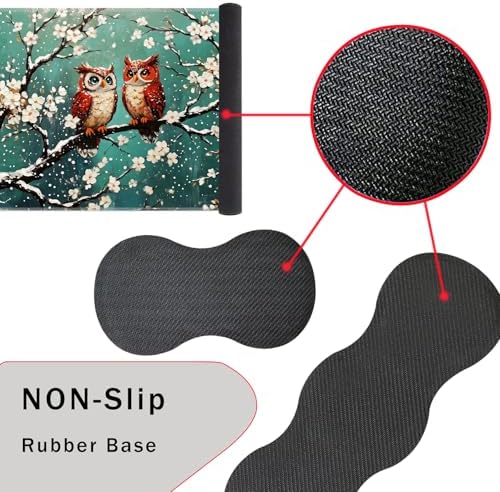 Keyboard Wrist Rest and Mouse Pad with Wrist Support Set Ergonomic Coaster,Memory Foam,Easy Typing Pain Relief,Large XL Desk Mat 31.5"x 11.8",Two Owls on Blossom Branch - Image 3