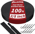 Oleitodh 100 ft 3/8 in 2:1 Heat Shrink Braided Sleeving, Black by Oleitodh