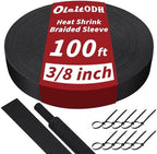 Oleitodh 100 ft 3/8 in 2:1 Heat Shrink Braided Sleeving, Black by Oleitodh