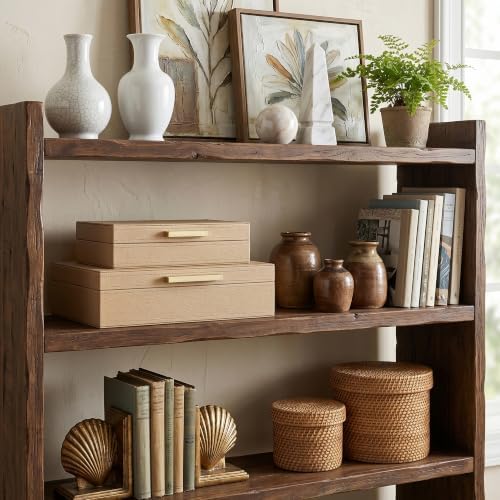 Decorative Storage Boxes with Lids, Set of 2 PU Leather Organizer Boxes - Image 7