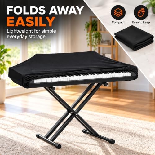 Digital Piano Keyboard Cover for Yamaha Montage M7, Electronic Keyboard Dust Cover, Stretch Fabric with Elastic Edge for Home Music Studio Storage - Image 6