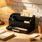 Wooden Desk Organizer with Drawer, Rustic Mail Holder & Office Storage - Image 3