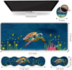 Ergonomic Keyboard Wrist Rest and Mouse Pad Wrist Rest Set, Large XXL Gaming Mousepad 31.5"x 11.8", Memory Foam, Easy Typing Pain Relief, Multifunctional Desk Mat for Office & Home, Sea Turtle - Image 2