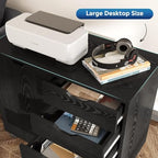 5-Drawer Wood Drawer Cabinet, Office Storage Cabinet with Adjustable Shelf & Wheels, Printer Stand for Home Office, Black, 15.7" D x 30.7" W x 25.4" H - Image 5
