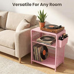 ECOLOVI Small 3 Tier Printer Stand for Under Desk, Height Adjustable Shelf Printer Table with 3 S-Hooks & Basket, Heavy Duty Industrial Storage Shelf for Home Office (Pink) - Image 6