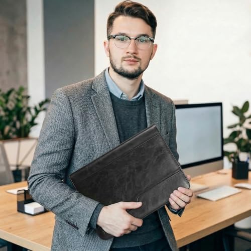 Zippered Padfolio with 3-Ring Binder & Clipboard, PU Leather Portfolio Organizer for Men Women, A4 Document Holder with Phone Pocket Pen Loops Card Slots, Professional Business Interview Folder Black - Image 2