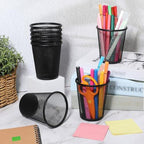 24 Pack Metal Pen Holder, Wire Mesh Pen Cup Pencil Holder Black Metal Pencil Cup for Home Office Desk Pen Holder Supplies - Image 4