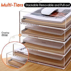 Paper Tray Organizer Clear Acrylic Desk Organizers and AccessoriesOffice Supplies Organization Stackable File Holder-Art Storage for School Classroom Workspace Letter Tray-2 Pack/2 Tier… - Image 4