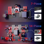 PEGZONE Controller and Headphone Holder Wall Mount, 7pcs, Black & Red - Image 3
