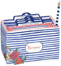 C.R. Gibson White and Blue Striped Floral Recipe Box, with Tab Dividers and Coordinating Recipe Cards, 53pc, 6.5'' W x 4.75'' H x 4.25'' D by CRGibsonSignature