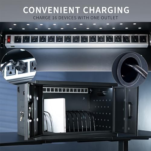 VIVO Black 16-Bay Laptop and Tablet Locking Charging Station, CART-LAPC2 - Image 5