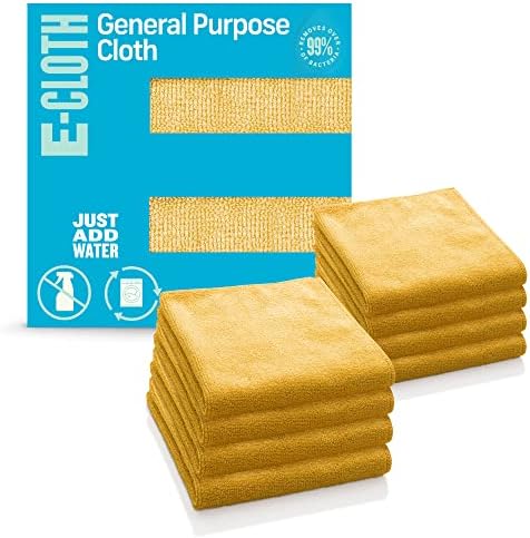 E-Cloth Microfiber Cloth, World's Leading Premium Microfiber Cleaning Cloth, Twice as Durable as Competition, 1 Year Guarantee, Ideal for Kitchen, Countertops, Sinks, and Bathrooms, Orange, 8 Pack by E-Cloth