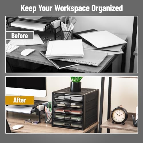 Mind Reader File Storage Drawers, Desk Organizer, Multi-Purpose, Crafts, Office, Metal, Black - Image 6