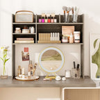 BECOMFORT Desk Hutch, Desk Organizer Shelf w/ 6 Storage Compartments, up to 32” Monitor, Wooden Display Rack, Desktop Bookshelf for Vanity Dressing Tabletop College Dorm Home & Office - Image 4