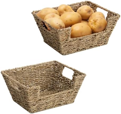 StorageWorks Wicker Storage Baskets for Shelves, Pantry Baskets, Seagrass by StorageWorks